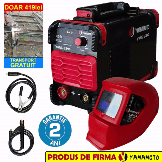 Pachet PROMO: Aparat de Sudura Profesional Yamamoto 320A + Masca de Sudura Yamamoto cu Umbrire Automata