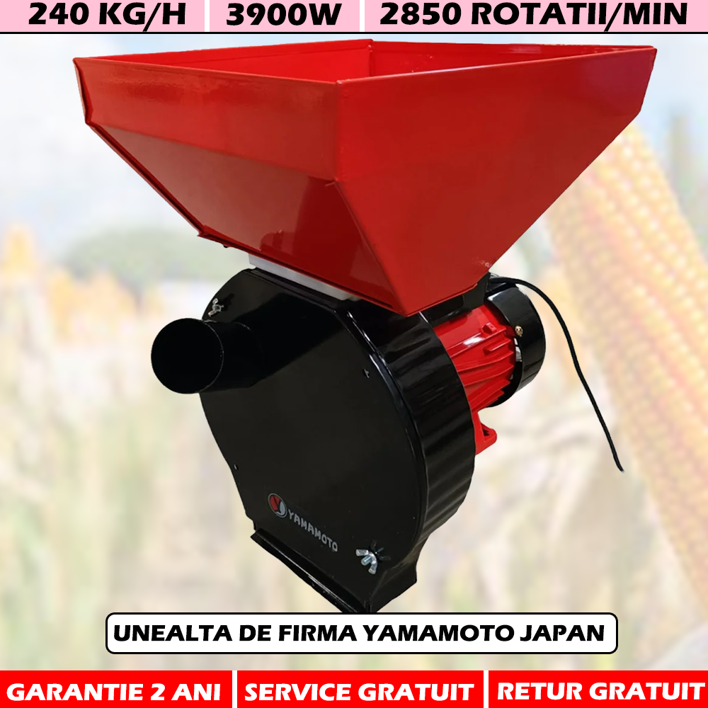 Moara Electrica Yamamoto Japan Original, 3900 W, 2850 rpm, capacitate maruntire 240 kg/h