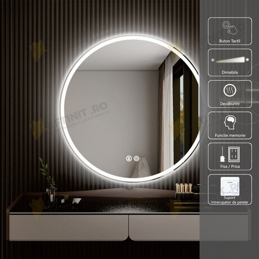 Oglinda LED Odin Rotunda 60cm*60cm cu Functie Dezaburire si Touch OD018