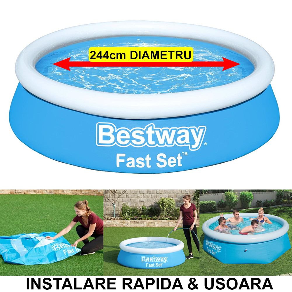 Piscina gonflabila BestWay Original Ø 244 cm, H 61 cm, capacitate 1.88 m³