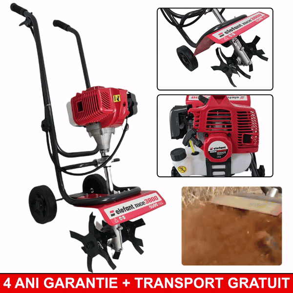 Motocultor ELEFANT de 52cc si 4,7CP (3800W) cu latime de lucru de 300mm