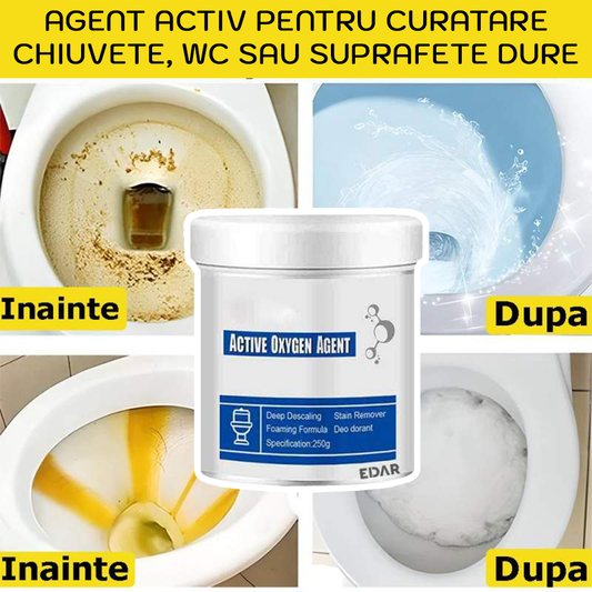 Agent Oxigen Activ Pentru Desfundarea si Curățarea Tevilor, Toaletelor si Chiuvetelor Infundate, 250g, Pudra, Testat Dermatologic, Alb