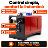 Aerotermă pe motorină CAMPION CMP1478, 8 kW, până la 80 m², 220V/12V/24V, rezervor 5 L, telecomandă