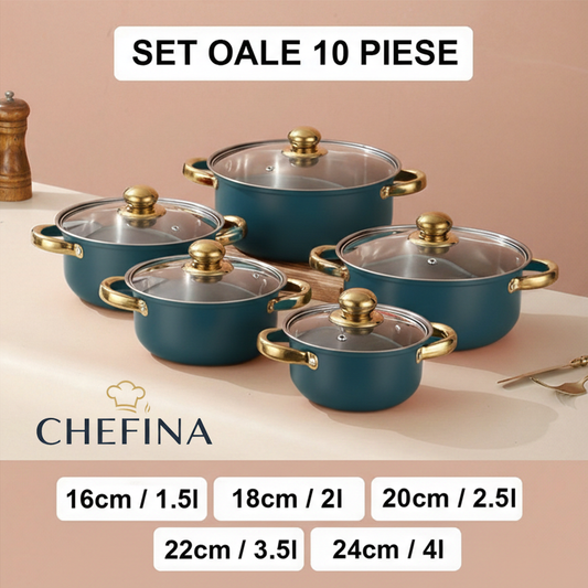 Set Oale 10 Piese din Inox CHEFina® (Diametru de 16-18-20-22-24cm)