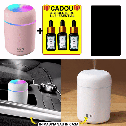 Umidificator de aer cu difuzor aromaterapie si RGB + CADOU 3 uleiuri esentiale