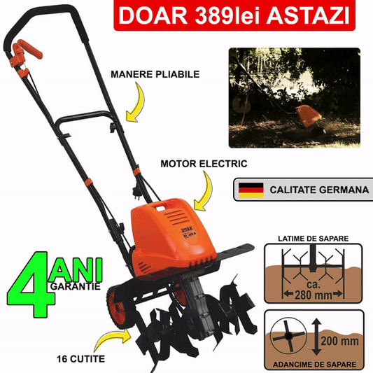 Motocultor Electric ATIKA BH 800N cu  adancime de sapare pana la 200mm si latime pana la 280mm