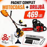 Pachet PROMO: Motocoasa pe benzina HOLZ Germany 8,5CP + Drujba CAMPION cu putere de 8.5CP + 13 ACCESORII