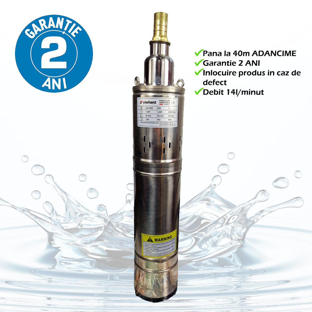 Pompa Submersibila ELEFANT de 1200W si 41l/min cu GARANTIE 2 ANI