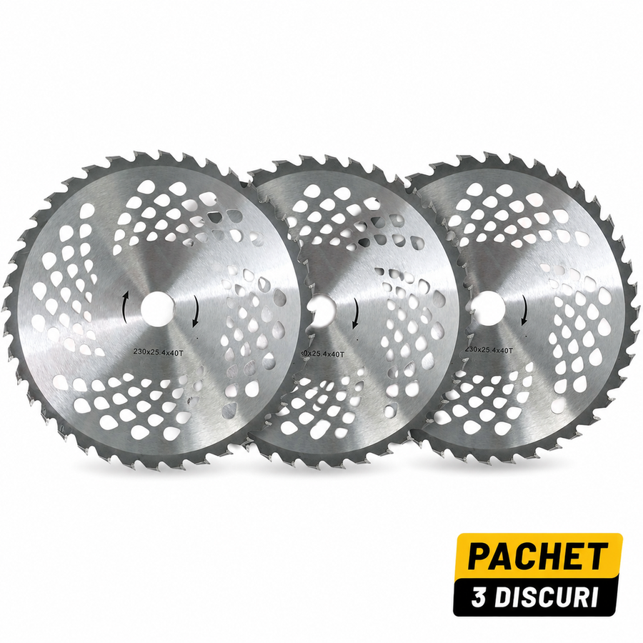 SET 3 X Disc Vidia nr. 9 pentru Motocoasă 255mm 40T – Pentru Iarbă și Arbuști