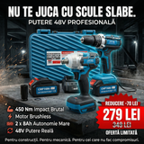 Set Bormasina gaurit si insurubat + Pistol cu impact 450nm, 48V, 8Ah , cu 2 acumulatori si valiza transport CAMPION PROFESSIONAL CMP1686