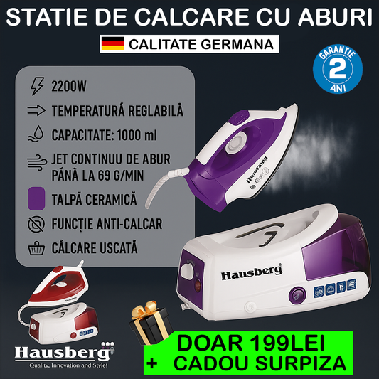 Stație de călcat HAUSBERG HB-7920MV + CADOU Surpriza INCLUS
